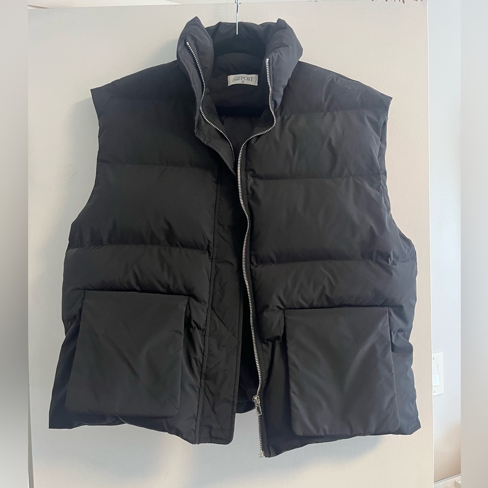 The Post black puffy vest